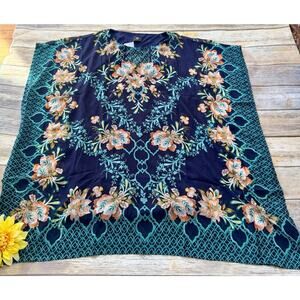 NWT NAVY FLOWER CAFTAN-SIZE SMALL